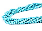 4mm Sleeping Beauty Turquoise 6 Strand Rhodium Over Sterling Silver Necklace