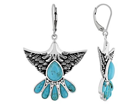 Blue Turquoise Eagle Sterling Silver Earrings