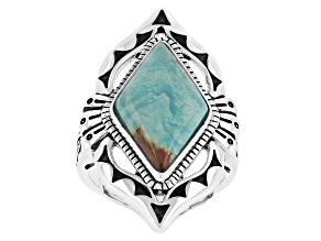 Green Kite Kingman Turquoise Sterling Silver Ring 20x12mm