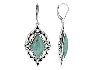 Picture of Green Kingman Turquoise Sterling Silver Earrings 20x12mm