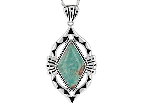 Kite Kingman Green Turquoise Sterling Silver Pendant With Chain