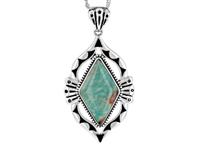 Kite Kingman Green Turquoise Sterling Silver Pendant With Chain