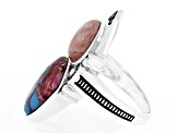 Rhodochrosite with Blended Turquoise & Purple Spiny Oyster Shell Sterling Silver Ring