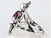 Purple Spiny Oyster Shell And Cultured Freshwater Pearl Sterling Silver Ring