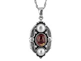 Purple Spiny Oyster Shell with Cultured Freshwater Pearl Silver Pendant With Chain