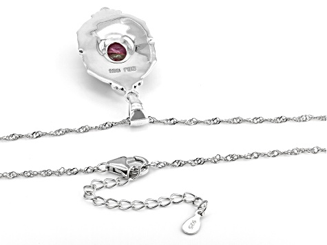 Purple Spiny Oyster Shell with Cultured Freshwater Pearl Silver Pendant With Chain