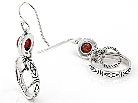Red Coral Sterling Silver Dangle Earrings