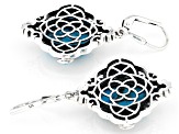 Oval Kingman Turquoise and Round Blue Sleeping Beauty Turquoise Sterling Silver Earrings