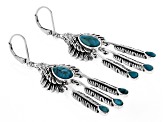 Blue Turquoise Sterling Silver Eagle Feather Earrings