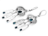 Blue Turquoise Sterling Silver Eagle Feather Earrings