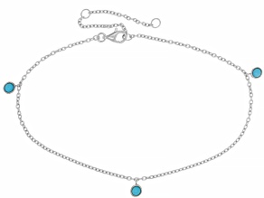 Sleeping Beauty Turquoise Rhodium Over Sterling Silver Anklet