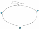 Blue Sleeping Beauty Turquoise Rhodium Over Sterling Silver Anklet