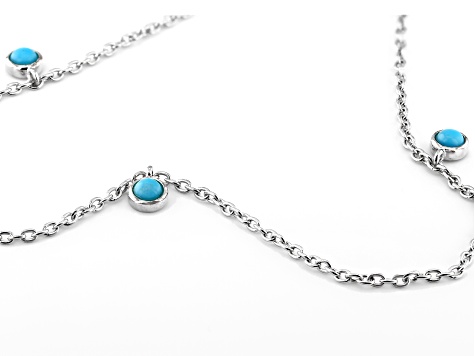 Blue Sleeping Beauty Turquoise Rhodium Over Sterling Silver Anklet