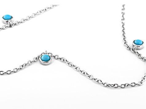 Blue Sleeping Beauty Turquoise Rhodium Over Sterling Silver Anklet