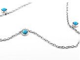 Blue Sleeping Beauty Turquoise Rhodium Over Sterling Silver Anklet