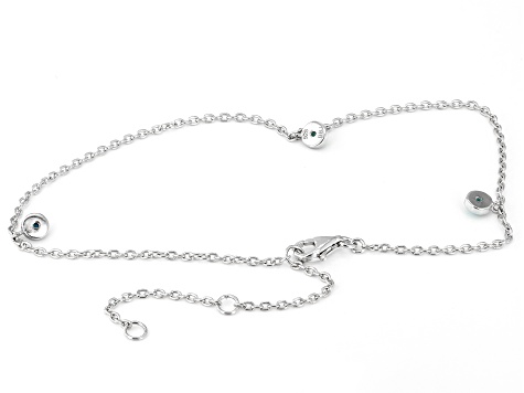 Blue Sleeping Beauty Turquoise Rhodium Over Sterling Silver Anklet