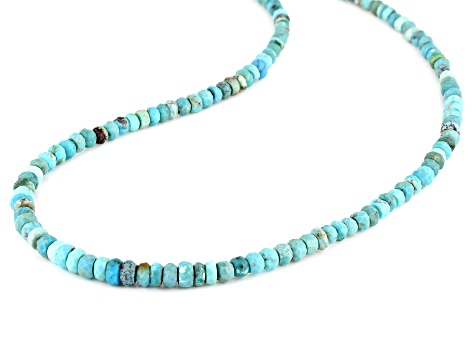 Rondelle Kingman Turquoise Sterling Silver Beaded Necklace