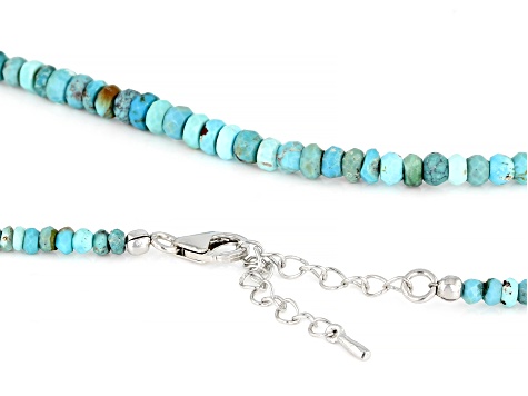 Rondelle Kingman Turquoise Sterling Silver Beaded Necklace