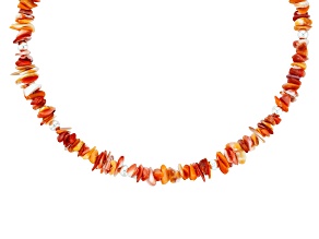 Orange Spiny Oyster Shell Sterling Silver Necklace