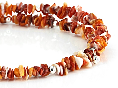 Orange Spiny Oyster Shell Sterling Silver Necklace
