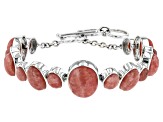 Pink Rhodochrosite Rhodium Over Sterling Silver Bracelet