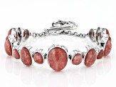 Pink Rhodochrosite Rhodium Over Sterling Silver Bracelet