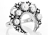 Cultured Freshwater Pearl Rhodium Over Sterling Silver Ring