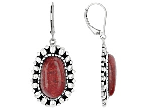 Red Sponge Coral Rhodium Over Sterling Silver Earrings