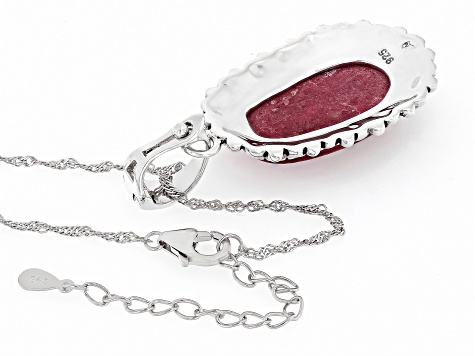 Red Sponge Coral Rhodium Over Sterling Silver Enhancer With Chain