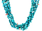 Pink Opal and Blue Sleeping Beauty Turquoise Rhodium Over Silver Necklace