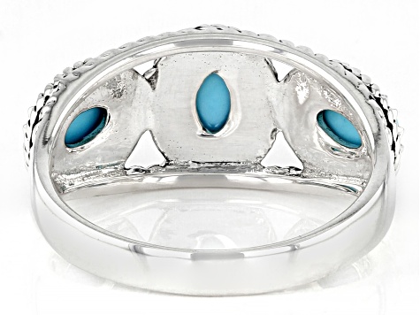 Blue Sleeping Beauty Turquoise Rhodium Over Sterling Silver Ring