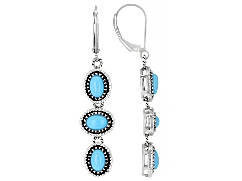 Blue Sleeping Beauty Turquoise Rhodium Over Sterling Dangle Earrings ...