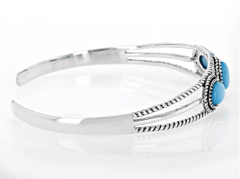 Blue Sleeping Beauty Turquoise Rhodium Over Sterling Bangle