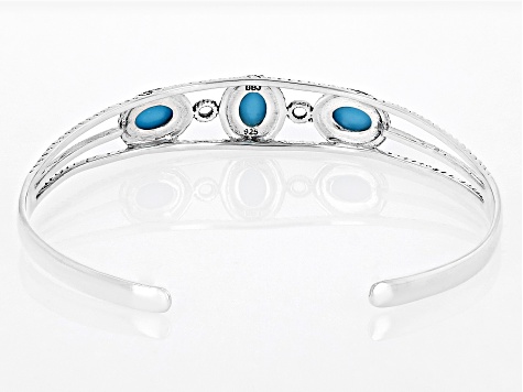 Blue Sleeping Beauty Turquoise Rhodium Over Sterling Bangle
