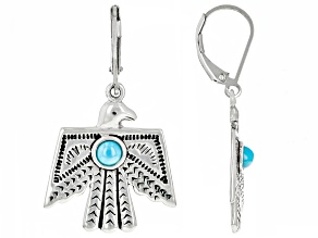 Sleeping Beauty Turquoise Rhodium Over Sterling Silver Thunderbird Earrings