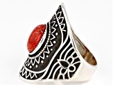 Sponge Coral Rhodium Over Sterling Silver Ring