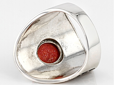 Sponge Coral Rhodium Over Sterling Silver Ring