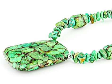 Green Turquoise Rhodium Over Silver Necklace