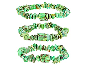 Picture of Multi-Shaped Green Turquoise Set of 3 Stretch Bracelets
