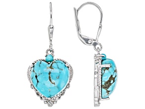 Kingman Turquoise & Sleeping Beauty Turquoise Rhodium Over Silver Earrings