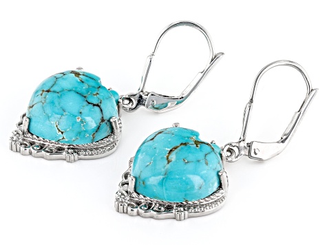 Kingman Turquoise & Sleeping Beauty Turquoise Rhodium Over Silver Earrings