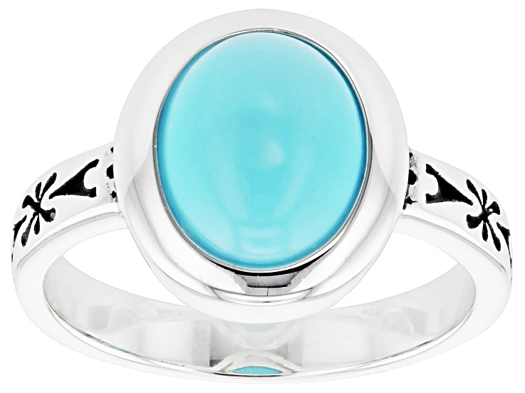 Sleeping Beauty Turquoise Sterling Silver Ring 10x8mm - SWE3592 | JTV