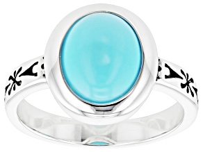 Sleeping Beauty Turquoise Sterling Silver Ring 10x8mm