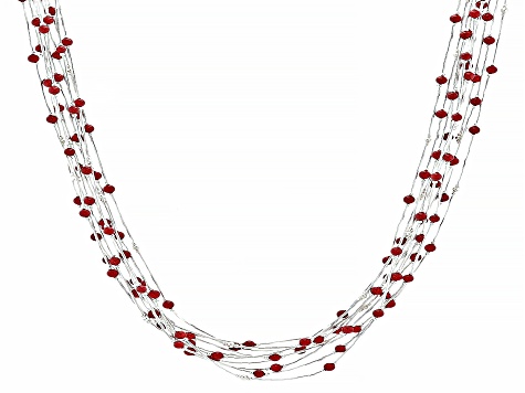 Red Coral Sterling Silver Multi-Strand Necklace