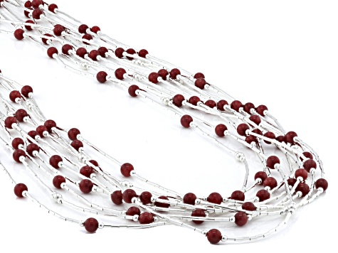 Red Coral Sterling Silver Multi-Strand Necklace