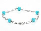 Sleeping Beauty Turquoise Rhodium Over Sterling Silver Bracelet