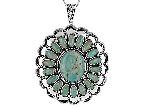 Oval Cabochon Green Kingman Turquoise Sterling Silver Enhancer