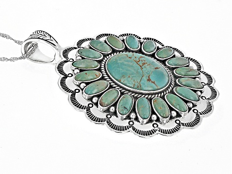 Oval Cabochon Green Kingman Turquoise Sterling Silver Enhancer