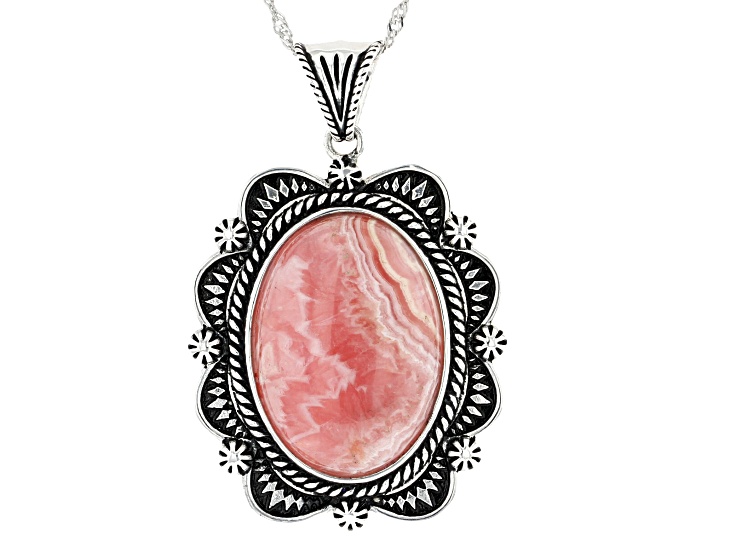 Small Rhodochrosite Silver Pendant 6 