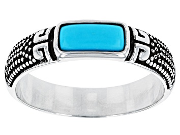 Picture of Sleeping Beauty Turquoise Rhodium Over Sterling Silver Band Ring